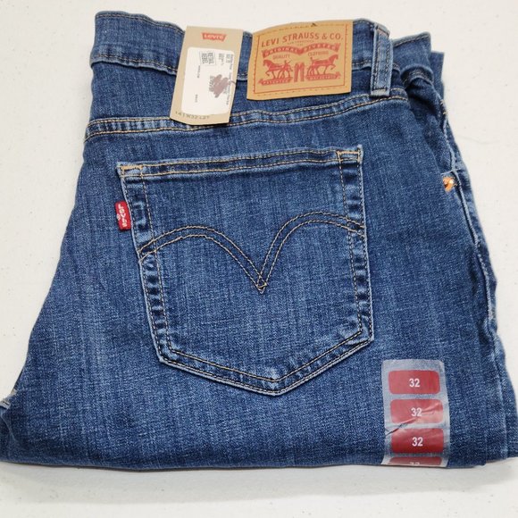 NEW w DEFECT Levi's BOYFRIEND Mid Rise Relaxed Tapered Blue Stretch Jeans 14 - Picture 3 of 6